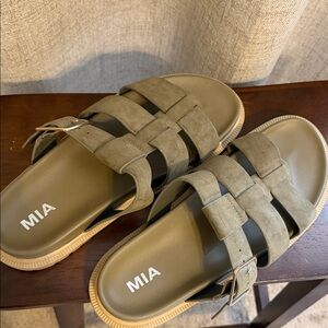 MIA olive Slide Sandals with Buckle